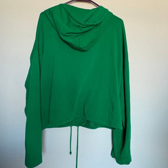 J Crew Magic Rinse Kelly Green Preppy Cotton Hoodie Athlesiure GORPCORE Y2K XL - Picture 7 of 9